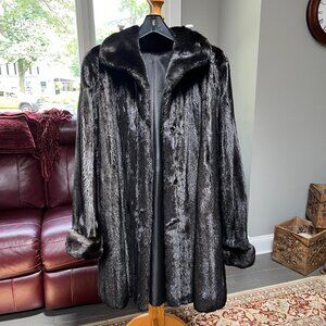Women's Black Saga Furs Superior Mink Coat -- Origin assured